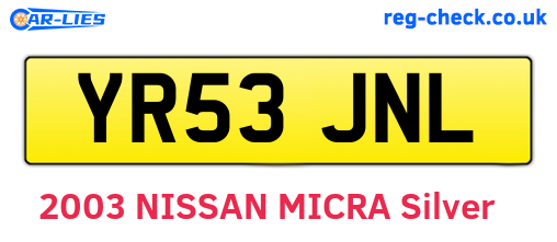 YR53JNL are the vehicle registration plates.
