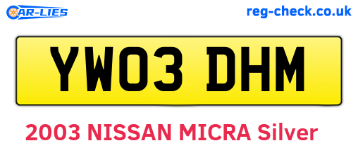 YW03DHM are the vehicle registration plates.