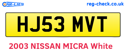 HJ53MVT are the vehicle registration plates.
