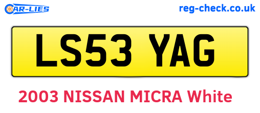 LS53YAG are the vehicle registration plates.