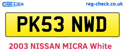 PK53NWD are the vehicle registration plates.
