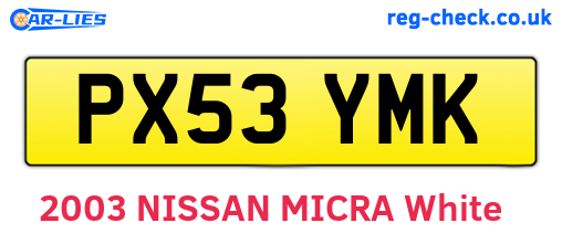 PX53YMK are the vehicle registration plates.