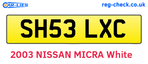 SH53LXC are the vehicle registration plates.