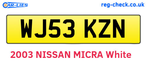 WJ53KZN are the vehicle registration plates.
