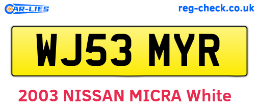 WJ53MYR are the vehicle registration plates.