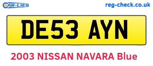 DE53AYN are the vehicle registration plates.