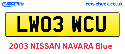 LW03WCU are the vehicle registration plates.