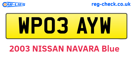 WP03AYW are the vehicle registration plates.