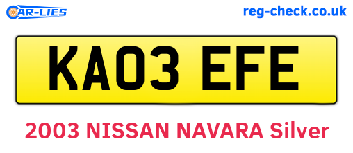 KA03EFE are the vehicle registration plates.