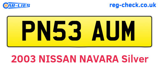 PN53AUM are the vehicle registration plates.