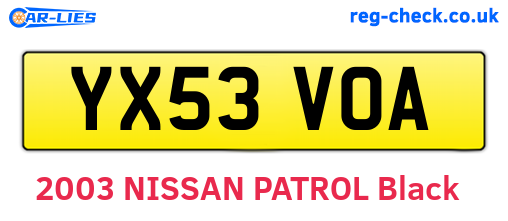 YX53VOA are the vehicle registration plates.