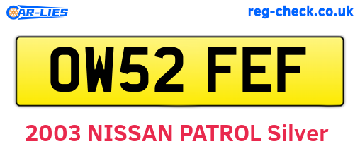 OW52FEF are the vehicle registration plates.