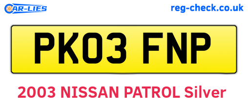 PK03FNP are the vehicle registration plates.