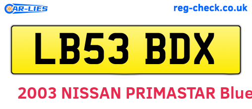 LB53BDX are the vehicle registration plates.