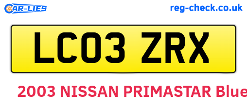 LC03ZRX are the vehicle registration plates.