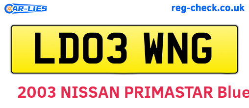 LD03WNG are the vehicle registration plates.
