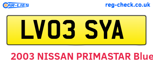 LV03SYA are the vehicle registration plates.