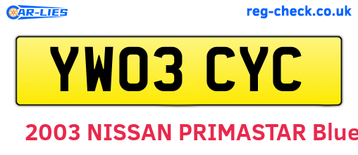 YW03CYC are the vehicle registration plates.