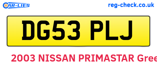 DG53PLJ are the vehicle registration plates.