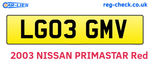 LG03GMV are the vehicle registration plates.
