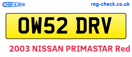 OW52DRV are the vehicle registration plates.