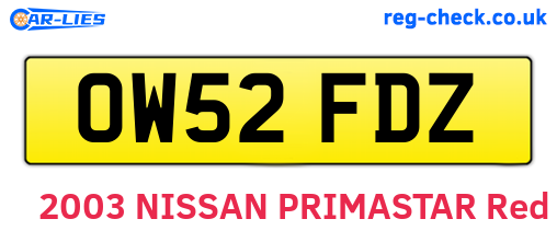 OW52FDZ are the vehicle registration plates.