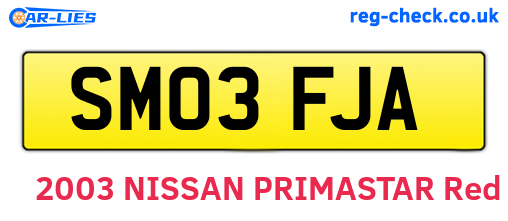 SM03FJA are the vehicle registration plates.