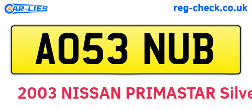 AO53NUB are the vehicle registration plates.
