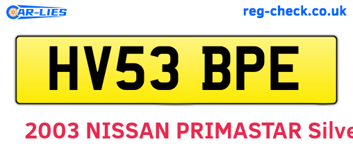 HV53BPE are the vehicle registration plates.