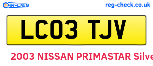 LC03TJV are the vehicle registration plates.