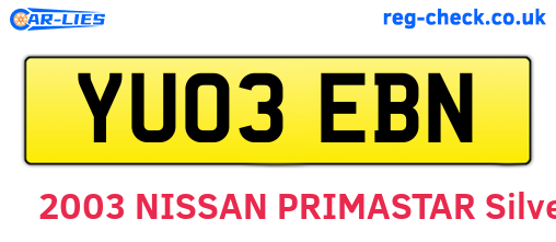 YU03EBN are the vehicle registration plates.