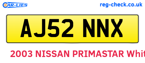AJ52NNX are the vehicle registration plates.