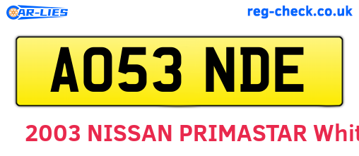 AO53NDE are the vehicle registration plates.
