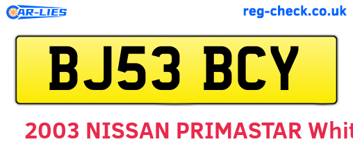 BJ53BCY are the vehicle registration plates.