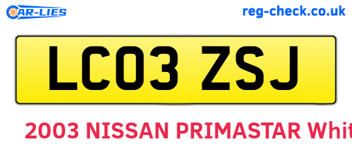 LC03ZSJ are the vehicle registration plates.