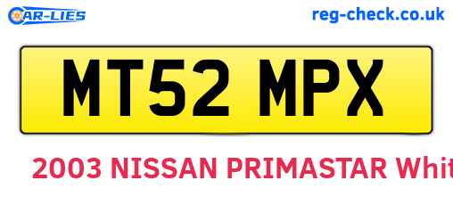 MT52MPX are the vehicle registration plates.