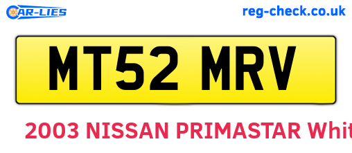 MT52MRV are the vehicle registration plates.