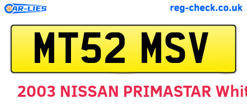 MT52MSV are the vehicle registration plates.