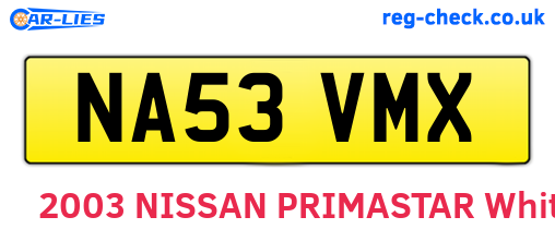NA53VMX are the vehicle registration plates.