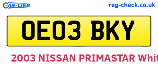 OE03BKY are the vehicle registration plates.