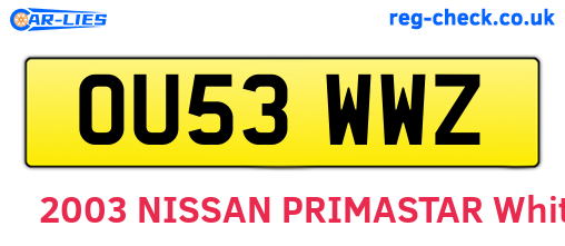 OU53WWZ are the vehicle registration plates.