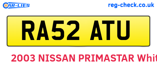 RA52ATU are the vehicle registration plates.