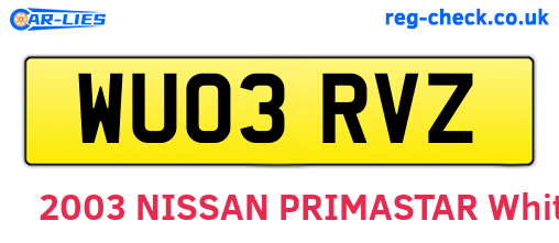 WU03RVZ are the vehicle registration plates.