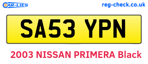 SA53YPN are the vehicle registration plates.