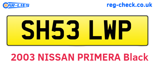 SH53LWP are the vehicle registration plates.