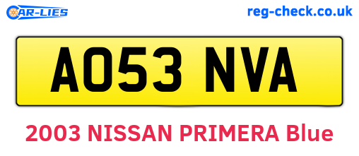 AO53NVA are the vehicle registration plates.