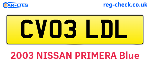 CV03LDL are the vehicle registration plates.