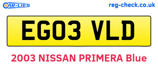 EG03VLD are the vehicle registration plates.
