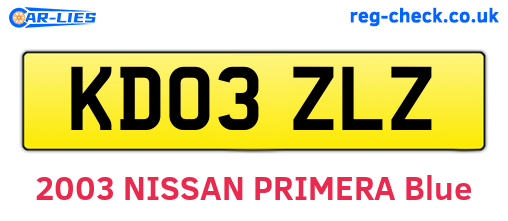 KD03ZLZ are the vehicle registration plates.