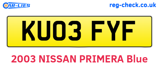 KU03FYF are the vehicle registration plates.